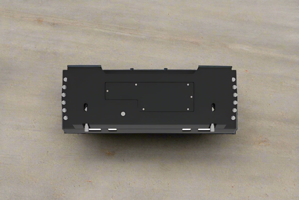 Hydraulic tilt rotator plate mounted on skid steer
Close-up of HTMP1220 rotator plate construction
Top-down view of tilt functionality
HTMP1220 plate attachment with hydraulic hoses
Universal quick attach on HTMP1220 unit
