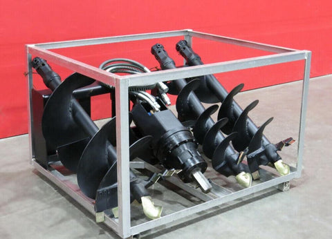 SKID STEER AUGER POST HOLE DIGGER DRILL BITS ATTACHMENT - with Auger with 9" &amp; 12" Drill Bits (Model: 9PHAS) | Sold by Uncle Wiener's Wholesale