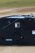 Skid Steer Bucket Sweeper with side broom mounted
Closeup of side broom attachment for skid steer
Top-down view of BBS210 sweeper brush
Hydraulic broom with enclosed dust cover
Front view of skid steer bucket sweeper system