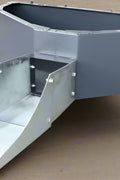 Front view of skid steer concrete hopper bucket
Angled view showing chute and hopper depth
Top-down view of 900L capacity hopper
Side profile of bucket chute attachment
Skid steer concrete bucket mounted and in use