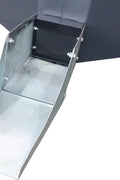 Front view of skid steer concrete hopper bucket
Angled view showing chute and hopper depth
Top-down view of 900L capacity hopper
Side profile of bucket chute attachment
Skid steer concrete bucket mounted and in use