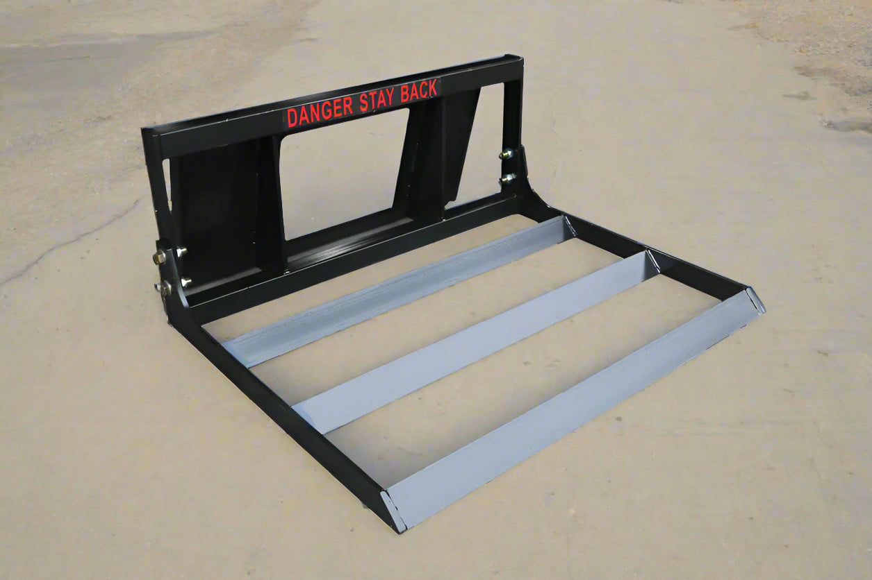 Skid Steer Leveling Bar Attachment front view
LB1120 grading bar on concrete surface
Top-down view of driveway leveler skid steer attachment
Close-up of welded leveling blades and steel frame