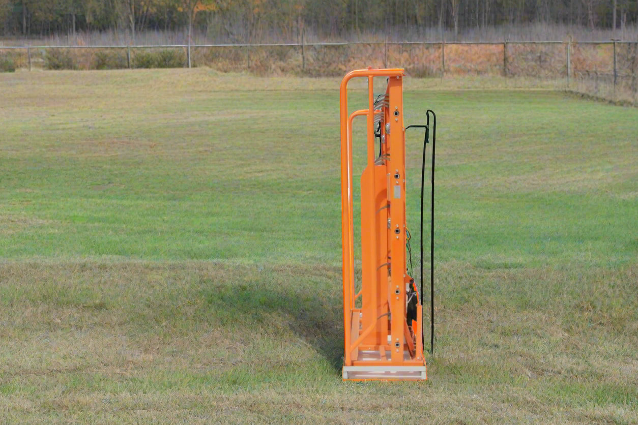 Skid steer hay accumulator with 24 hooks
Bale grab attachment for 8 to 10 rectangular bales
Heavy-duty hay grapple for skid steer loader
Orange steel bale accumulator attachment
Universal mount hay handling tool