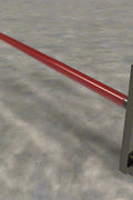 Slip-On Hay Bale Spear Fork mounted on forklift
Side view of main hay spear and frame
Technical diagram showing dimensions of hay spear
Top-down view of red bale spear for skid steer