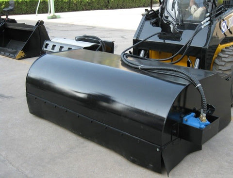 72 inch skid steer hydraulic broom sweeping asphalt lot
