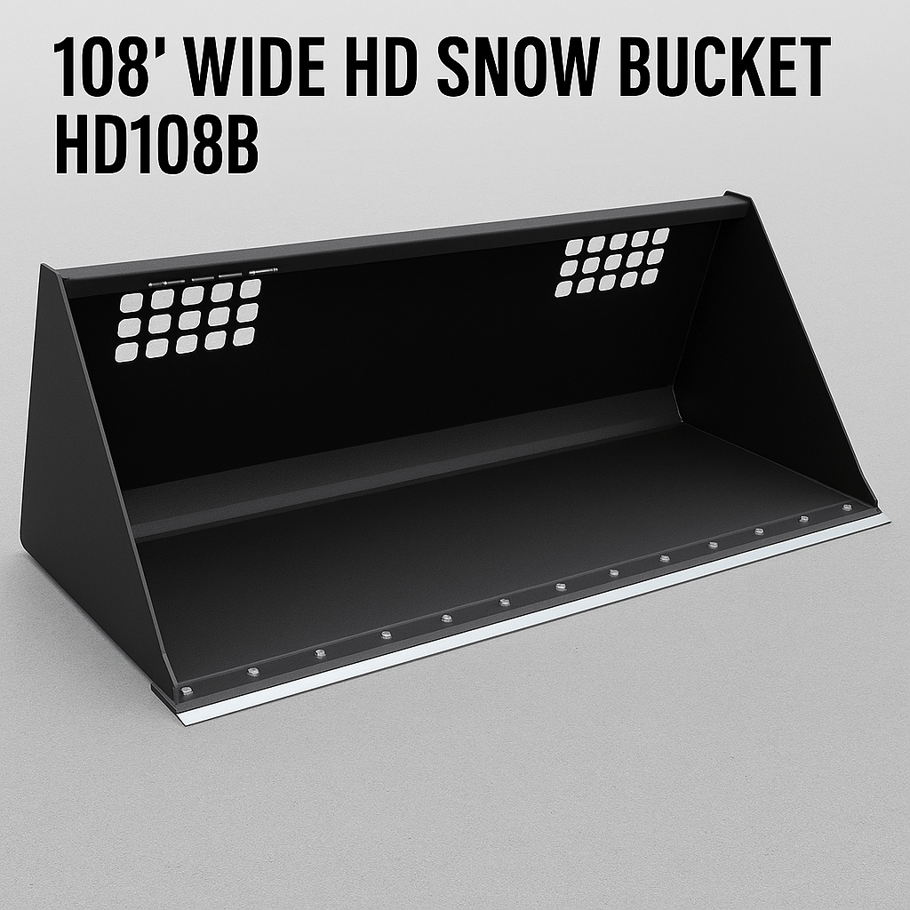 wide skid steer snow and mulch bucket with cutting edge