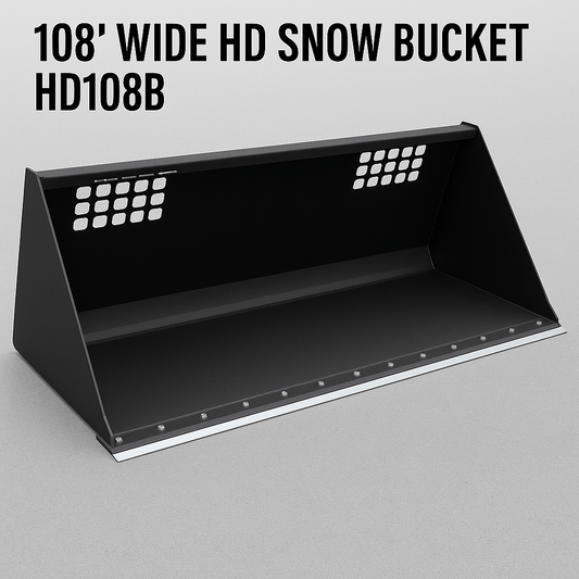 wide skid steer snow and mulch bucket with cutting edge