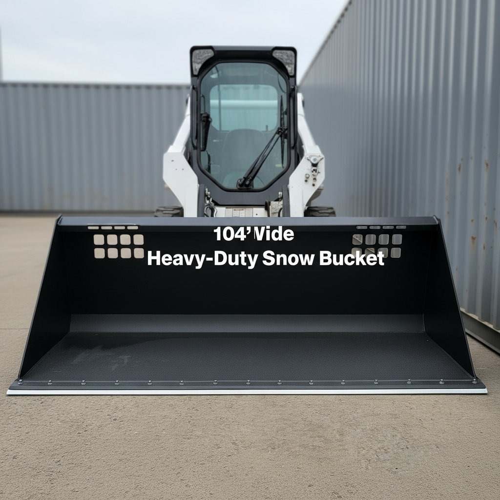 wide skid steer snow and mulch bucket with cutting edge