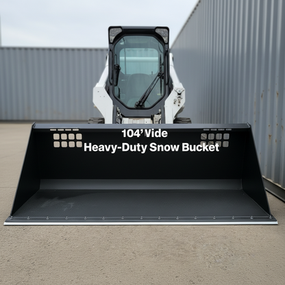 wide skid steer snow and mulch bucket with cutting edge