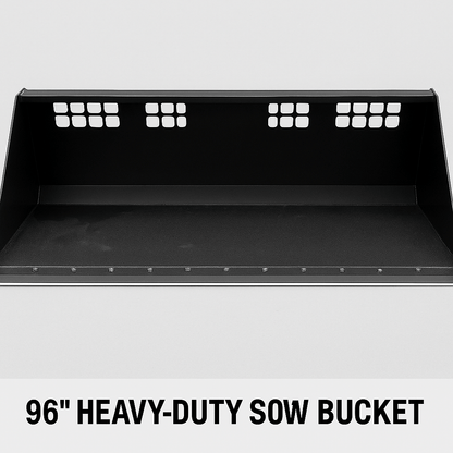 wide skid steer snow and mulch bucket with cutting edge