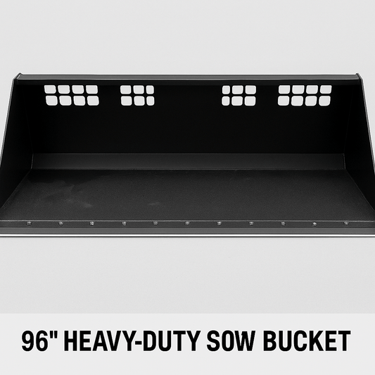 wide skid steer snow and mulch bucket with cutting edge
