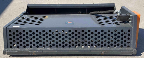 Front view of 84″ skid steer rock screener with hydraulic drum
Power root rake in action on construction site
Close-up of replaceable teeth on drum
Rear view showing universal skid steer mount
Heavy-duty rock rake screener with orange and black finish