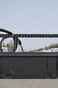 Skid steer rock screening bucket with 3.5-inch tine spacing
Bucket in use on a construction site
Top view of screening grid and rock separation
Side profile of mounted picker bucket
Black and gray job site rock screening attachment