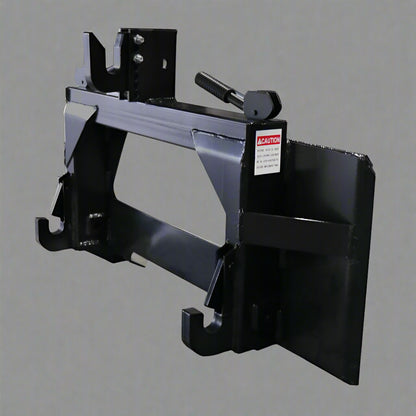 Skid Steer to 3-Point Hitch Adapter – Front View

Quick Attach Adapter Mounted on Loader

Universal 3-Point Adapter Frame – Side Angle

Heavy-Duty Steel Hitch Adapter – Rear View

