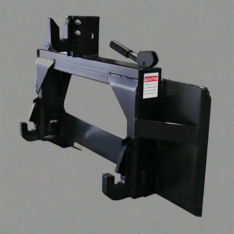Skid Steer to 3-Point Hitch Adapter – Front View

Quick Attach Adapter Mounted on Loader

Universal 3-Point Adapter Frame – Side Angle

Heavy-Duty Steel Hitch Adapter – Rear View

