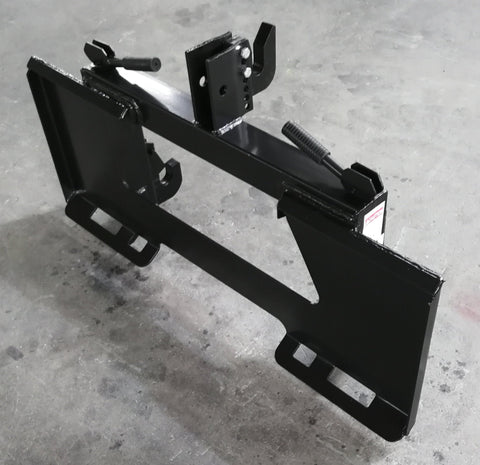 Skid steer to tractor 3-point hitch adapter - universal quick attach
Category 1 quick hitch plate for skid steer loaders
Black heavy-duty quick tach adapter for skid steer to tractor hitch