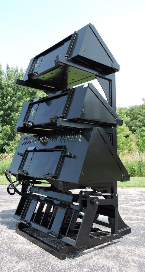 New Skid Steer & Tractor Attachment Storage Rack – 4 Bucket, 8 Bucket & Auger Rack Add - On - with 4 Bucket Rack | Sold by Uncle Wiener's Wholesale