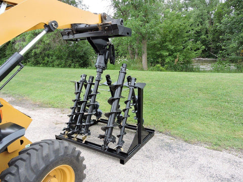 New Skid Steer & Tractor Attachment Storage Rack – 4 Bucket, 8 Bucket & Auger Rack Add - On - with Auger Rack Add - On | Sold by Uncle Wiener's Wholesale