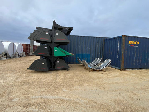 New Skid Steer & Tractor Attachment Storage Rack – 4 Bucket, 8 Bucket & Skid Steer Auger Rack Add - On - with 4 Bucket Rack | Sold by Uncle Wiener's Wholesale