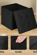 Small black foldable storage ottoman cube with lid
Tufted black ottoman seat with internal hidden storage
Collapsible fabric storage cube for bedrooms and entryways