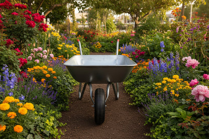 New Small Galvanized Wheelbarrow – Durable 62L Capacity with Smooth Ball - Bearing Tire SWBG - with | Sold by Uncle Wiener's Wholesale
