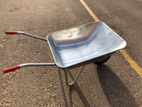 New Small Galvanized Wheelbarrow – Durable 62L Capacity with Smooth Ball - Bearing Tire SWBG - with | Sold by Uncle Wiener's Wholesale