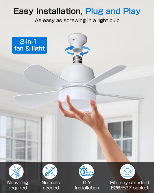 New Socket Fan Light – 2 - in - 1 LED Ceiling Fan Light Bulb with Remote Dimmable, 3 Color 250522F - with | Sold by Uncle Wiener's Wholesale