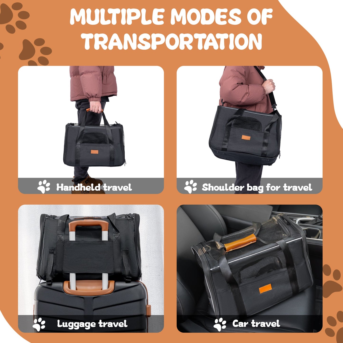 New Soft - Sided Pet Carrier For Dogs & Cats – Pet Travel Bag With Breathable Mesh, Removable Mat & Multiple Openings AMCB111 - with | Sold by Uncle Wiener's Wholesale