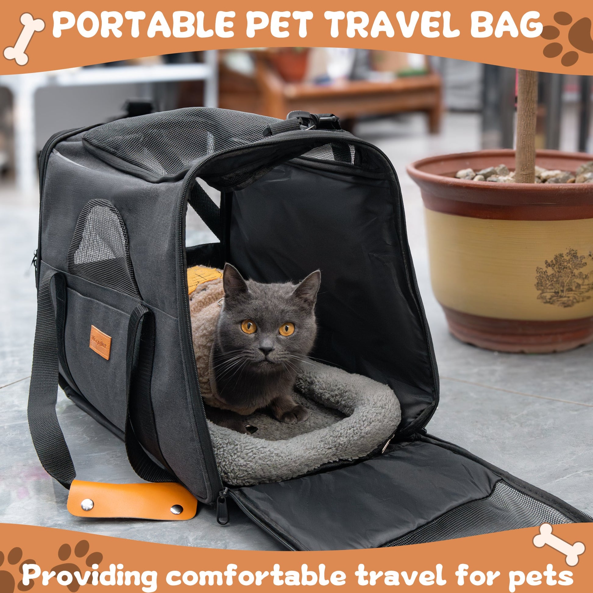 New Soft - Sided Pet Carrier For Dogs & Cats – Pet Travel Bag With Breathable Mesh, Removable Mat & Multiple Openings AMCB111 - with | Sold by Uncle Wiener's Wholesale