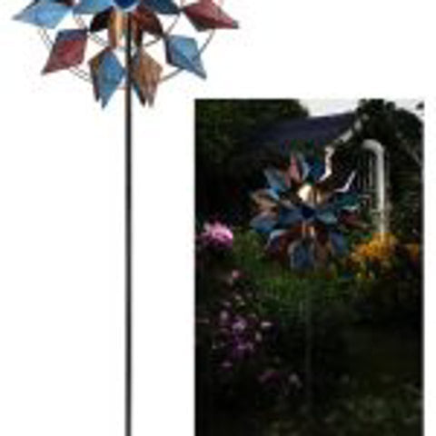 New Solar Garden Metal LED Wind Spinner – Decorative Outdoor Kinetic Stake Light ON23WV03 - with | Sold by Uncle Wiener's Wholesale