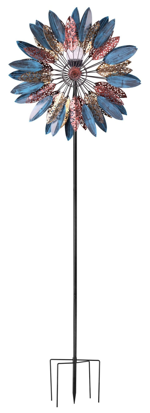 NEW Solar Garden Metal Wind Spinner Windmill 517043 – Colorful Kinetic Yard Art - with | Sold by Uncle Wiener's Wholesale