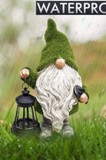 NEW Solar LED Flocked Garden Gnome Statue Outdoor 1117GN – Handcrafted Resin Lawn Decor - with | Sold by Uncle Wiener's Wholesale