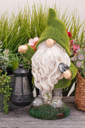 NEW Solar LED Flocked Garden Gnome Statue Outdoor 1117GN – Handcrafted Resin Lawn Decor - with | Sold by Uncle Wiener's Wholesale