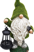 NEW Solar LED Flocked Garden Gnome Statue Outdoor 1117GN – Handcrafted Resin Lawn Decor - with | Sold by Uncle Wiener's Wholesale