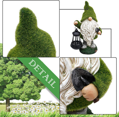 NEW Solar LED Flocked Garden Gnome Statue Outdoor 1117GN – Handcrafted Resin Lawn Decor - with | Sold by Uncle Wiener's Wholesale