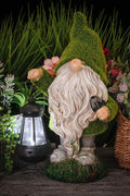 NEW Solar LED Flocked Garden Gnome Statue Outdoor 1117GN – Handcrafted Resin Lawn Decor - with | Sold by Uncle Wiener's Wholesale