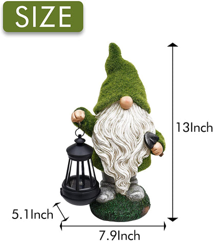 NEW Solar LED Flocked Garden Gnome Statue Outdoor 1117GN – Handcrafted Resin Lawn Decor - with | Sold by Uncle Wiener's Wholesale