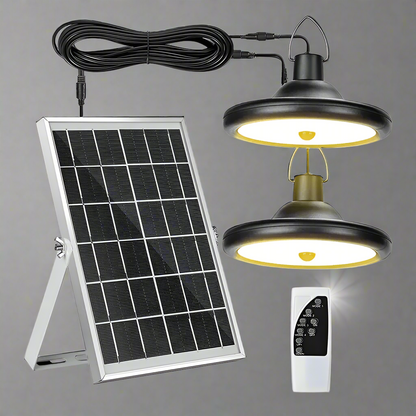 Wall Mount solar LED shed light with panel and cord switcha
High Bay solar motion light for off-grid garage lighting
Full kit for dual solar LED shed light set with remote
Motion-activated solar barn light with mounting hardware
Solar-powered dual head LED light for shed or workshop