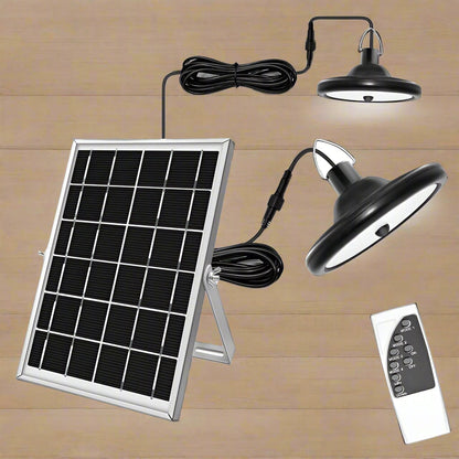 Wall Mount solar LED shed light with panel and cord switcha
High Bay solar motion light for off-grid garage lighting
Full kit for dual solar LED shed light set with remote
Motion-activated solar barn light with mounting hardware
Solar-powered dual head LED light for shed or workshop