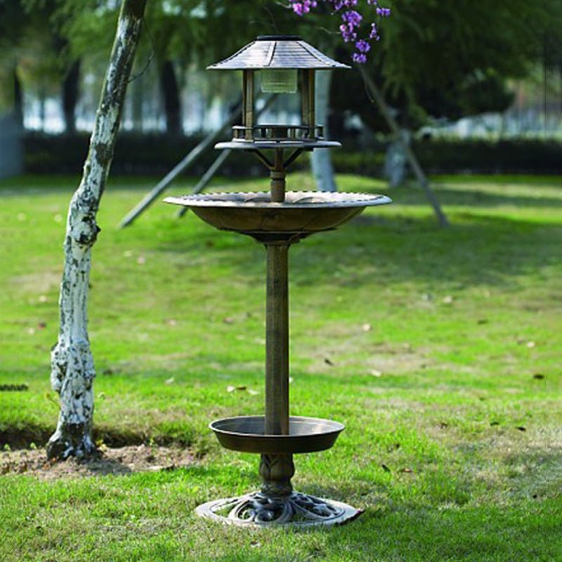 Solar-powered bird bath with flower planter base in the garden

Green freestanding resin birdbath with solar light

Dual-tier outdoor bird bath and planter combo

Eco-friendly garden birdbath with solar LED

Weather-resistant plastic resin solar bird bath S1260S