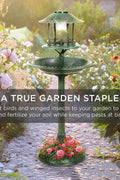 Solar-powered bird bath with flower planter base in the garden

Green freestanding resin birdbath with solar light

Dual-tier outdoor bird bath and planter combo

Eco-friendly garden birdbath with solar LED

Weather-resistant plastic resin solar bird bath S1260S