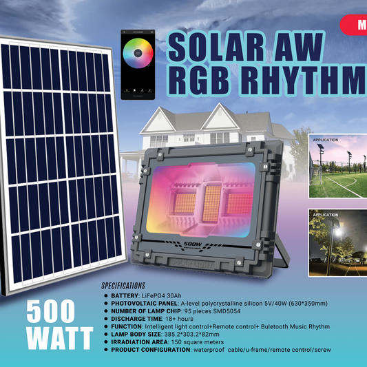 New Solar RGB Rhythm LED Remote Bluetooth Light – MJAW Series - with 500 Watt | Sold by Uncle Wiener's Wholesale