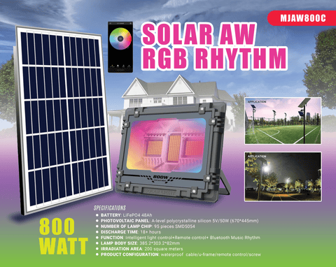 New Solar RGB Rhythm LED Remote Bluetooth Light – MJAW Series - with 500 Watt | Sold by Uncle Wiener's Wholesale