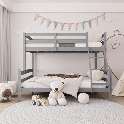“Twin over full gray and white pine wood bunk bed”
“Modern kids bunk bed with solid wood frame”
“Space-saving bunk bed for children in gray white finish”