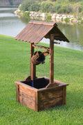 Square wooden water fountain with rustic burnt finish
Compact garden water fountain with built-in pump
Fir wood fountain placed in garden corner
Rustic vertical water feature for outdoor patios
Wooden outdoor decor fountain on green lawn