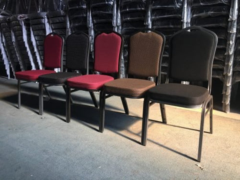Stackable Banquet Chair – Black Dot Upholstery – Angled Front

Banquet Chairs in Row – Side View

Black Event Chairs in Use at Corporate Event

Commercial Banquet Seating – Stackable Design