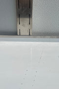 Stainless steel wall-mounted shelf front view

Close-up of shelf bracket and mounting

Side view of stainless steel shelf over prep station

Commercial wall shelf above kitchen counter

Single-tier wall shelf with polished finish