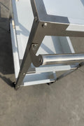 Stainless steel 3-tier kitchen trolley cart front view

Rolling utility shelf for commercial kitchens

3-shelf stainless steel transport cart with wheels

Commercial-grade stainless steel mobile cart

Trolley with locking caster wheels for food service