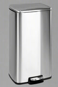 30L stainless steel kitchen trash can with step pedal and soft-close lid

rectangular pedal bin with fingerprint-resistant stainless finish

trash can with removable inner bucket and non-skid base

compact stainless steel step trash bin for kitchen or office use