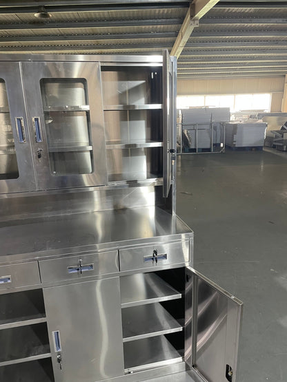 Stainless steel utility storage cabinet front view

Double-door steel cabinet with locking system

Internal shelves in garage tool locker

Heavy-duty stainless cabinet side angle

Commercial-grade storage cabinet in workshop
